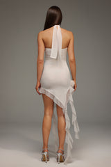 Winter Strapless Flower Mini Dress - Captivating Neckline - Flowy Hemline - Delicate Flower Detail - Comfortable Fit - Effortlessly