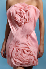 Zaria Mini Dress - Strapless - Floral Detailing - Flowing Pleats - High-Quality Craftsmanship - Playful Mini Length
