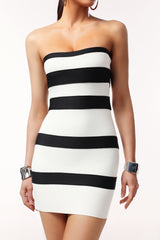 Myla Mini Dress - Strapless Neckline - Striped Pattern - Flattering Fit - High-Quality Materials - Head-Turning