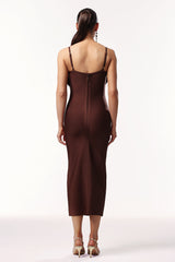 Natalia Midi Dress - Sleeveless V-Neck - Flower Bandage - Feminine Silhouette - Floral Detailing - High-Quality Comfort