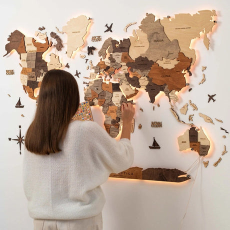 3D 3D LED Wooden World Map 3.0 Multicolor