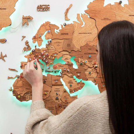 3D 3D LED Wooden World Map 3.0 Oak