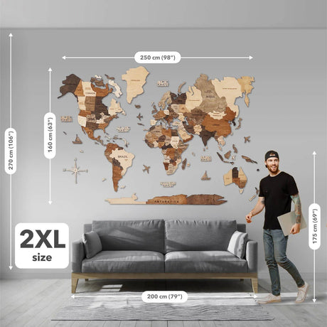 3D 3D LED Wooden World Map 3.0 Oak