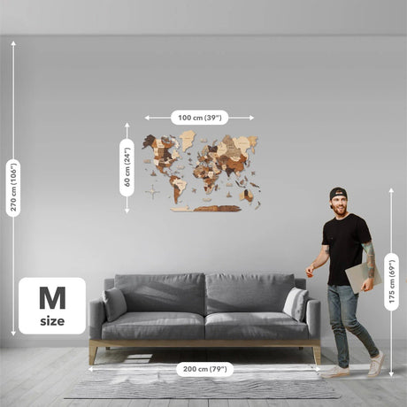 3D 3D LED Wooden World Map 3.0 Oak