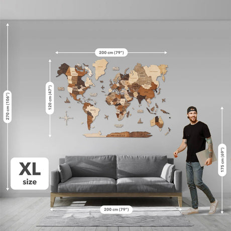 3D 3D LED Wooden World Map 3.0 Oak