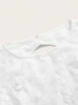 3D Embroidered Mesh Long Sleeve Backless Fitted White Cocktail Party Dress