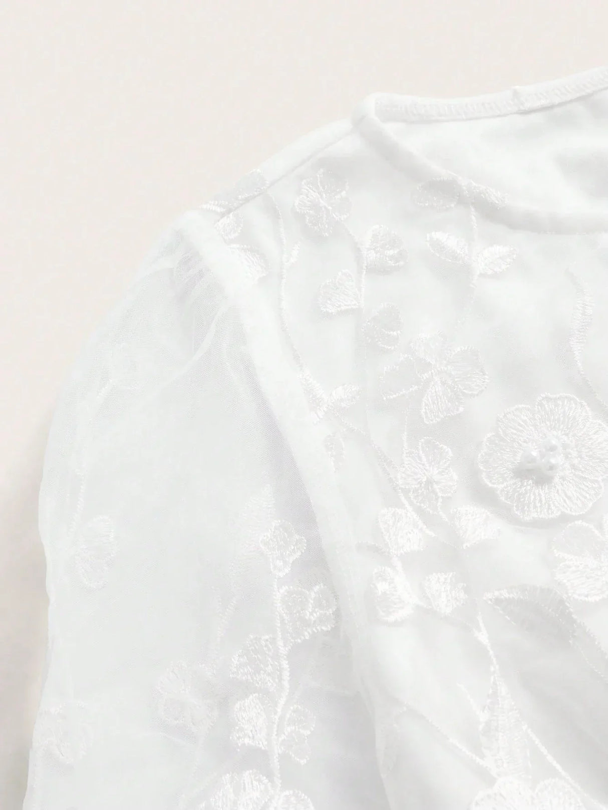 3D Embroidered Mesh Long Sleeve Backless Fitted White Cocktail Party Dress