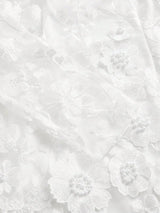 3D Embroidered Mesh Long Sleeve Backless Fitted White Cocktail Party Dress