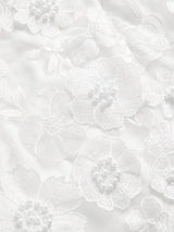 3D Embroidered Mesh Long Sleeve Backless Fitted White Cocktail Party Dress