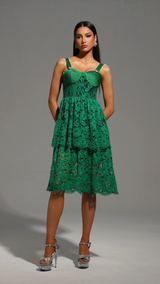 Malaya Mini Dress - Intricate Lace Detailing - Pleated Bodice - Feminine Silhouette - Open Back - Versatile Statement