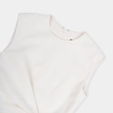 Isla A Line Jacquard Midi Dress – Puff Sleeves – Twisted Waist Detail