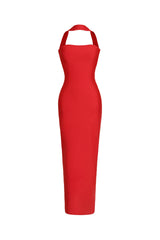 Maddalena Midi Dress - Form-Fitting Silhouette - Halter Neckline - Intricate Detailing - Floor-Length - Versatile For Any Occasion