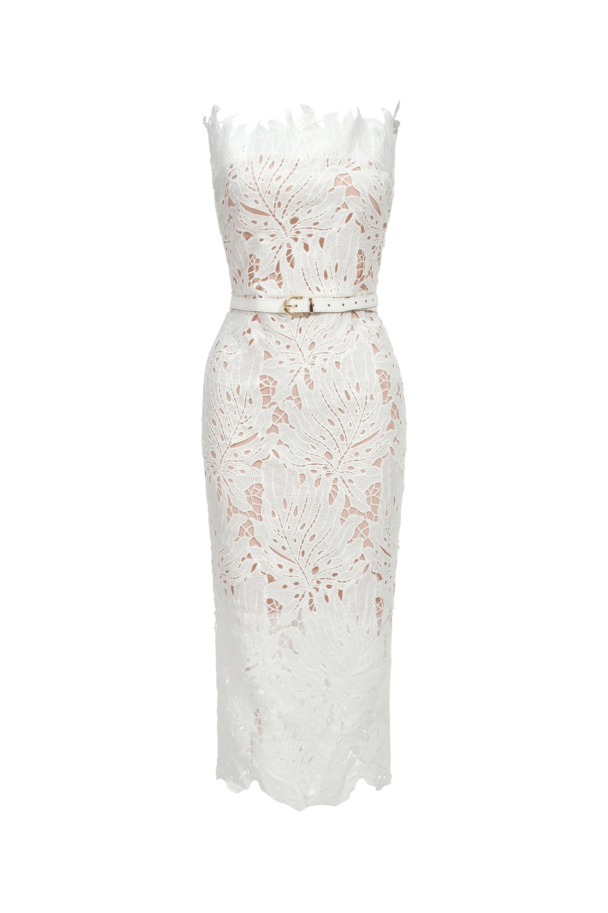 Esme Midi Dress - Strapless - Lace Detailing - Fitted Silhouette - Versatile