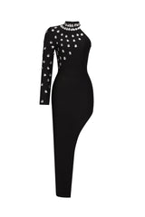Penelope Midi Dress - One Shoulder Silhouette - Diamante Detailing - Flattering Fit - Sophisticated Neckline - Modern Twist