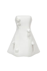 Violet Mini Dress - Sleeveless Silhouette - Floral Sequin Detailing - Flared Skirt - Luxurious Fabrics