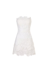 Sabina Strapless Lace Mini Dress - Detailing - Strapless Silhouette - Fitted Bodice - Mini Length