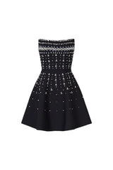 Gemma Strapless Diamond Bandage Mini Dress - Fitted Silhouette - Beaded Detailing - Flared Skirt - Glamour & - Comfortable Fit