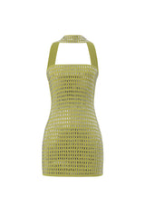Perlina Mini Dress - Halter Neckline - Sleeveless - Diamond Pattern - Fitted Silhouette - High-Quality Materials