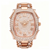 Elena Van Hoef Rose Gold Tonneau Iced-Out Moissanite Watch