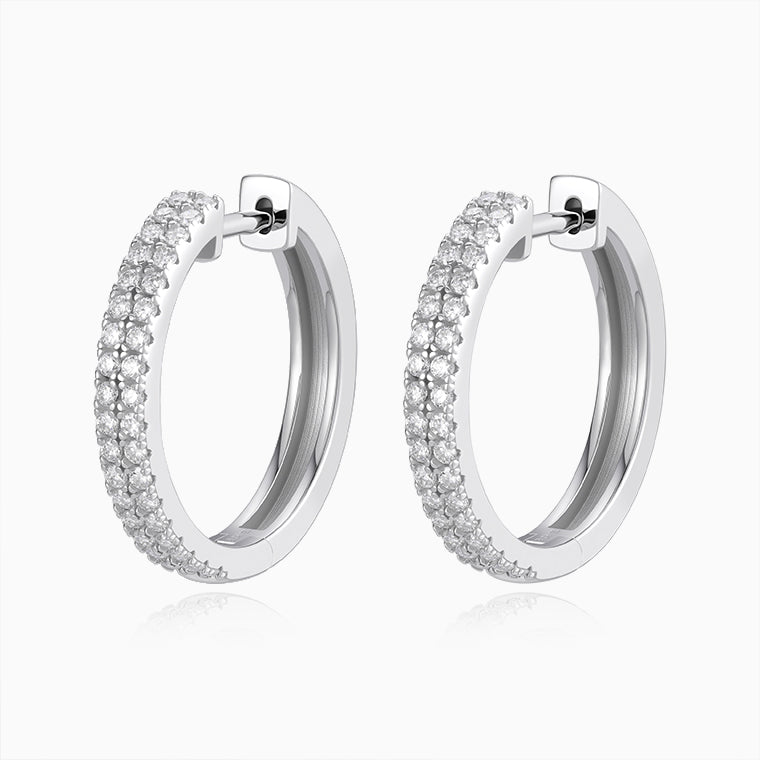 Van Hoef Moissanite Hoop Earrings – 925 Sterling Silver – D Color VVS1 – White Gold Plated