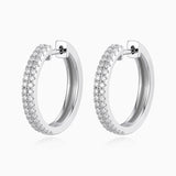 Van Hoef Moissanite Hoop Earrings – 925 Sterling Silver – D Color VVS1 – White Gold Plated