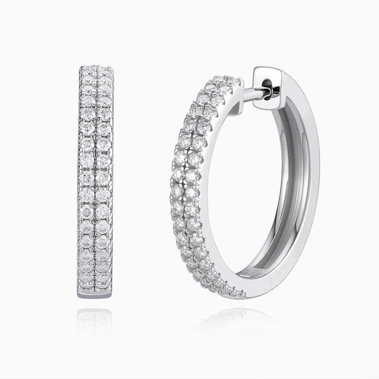 Van Hoef Moissanite Hoop Earrings – 925 Sterling Silver – D Color VVS1 – White Gold Plated