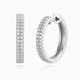 Van Hoef Moissanite Hoop Earrings – 925 Sterling Silver – D Color VVS1 – White Gold Plated