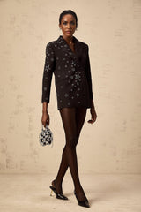 A black blazer with star applique details featuring the Patricia design