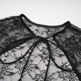 A black floral lace sleeveless vest and matching dress set named Louise