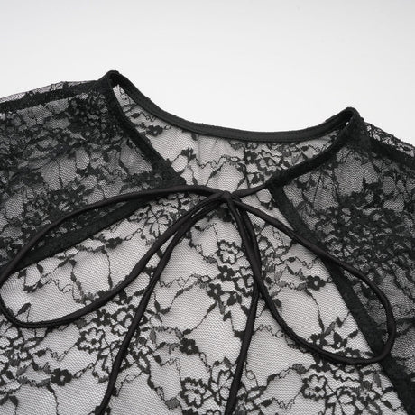 A black floral lace sleeveless vest and matching dress set named Louise