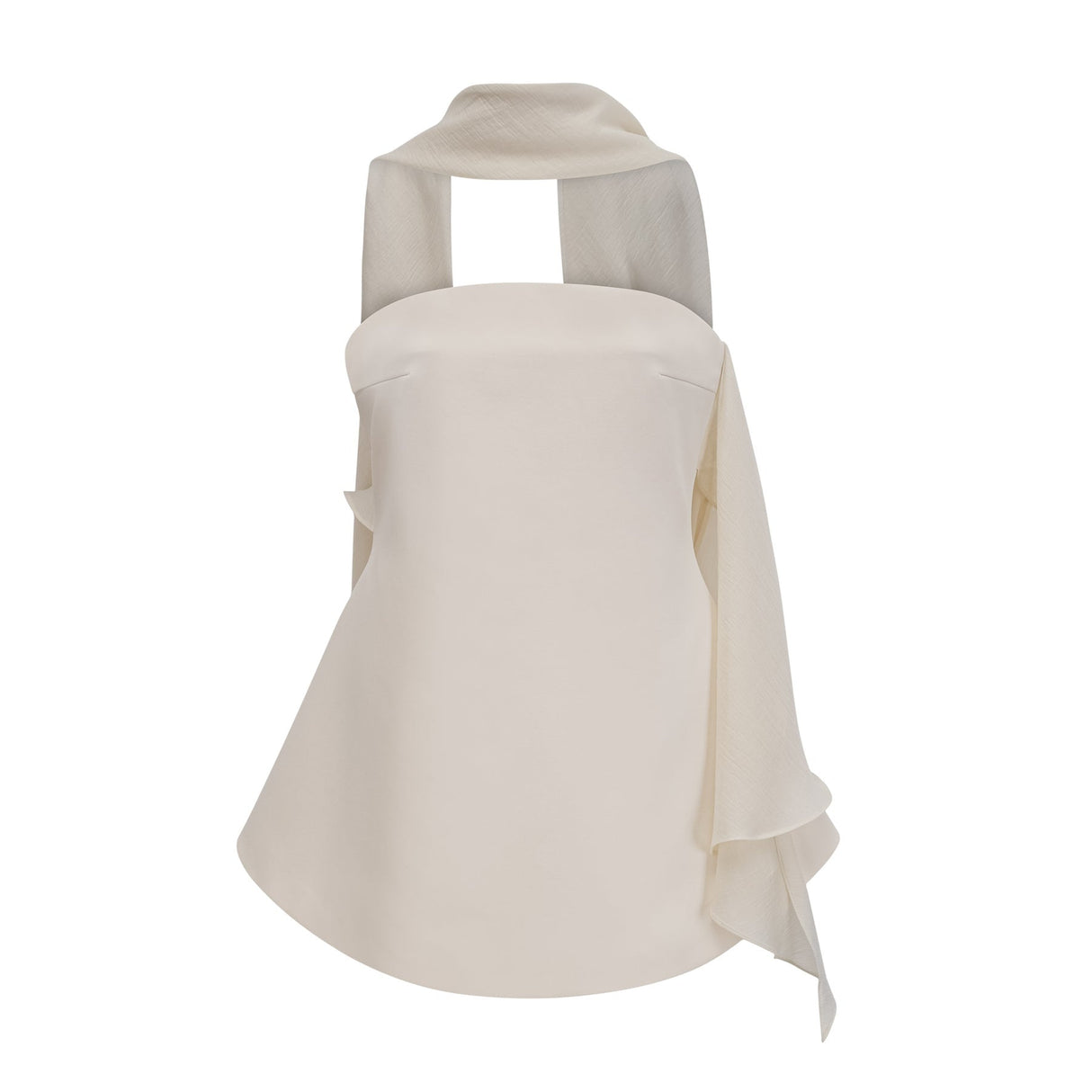 A flared mini dress with ribbon design details called Danae featuring a short hemline and likely a fitted bodice that flares out towards the bottom
