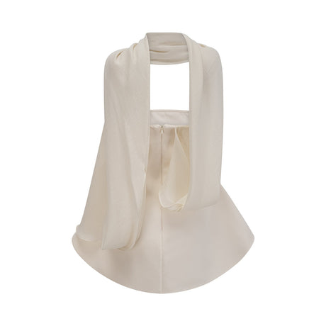 A flared mini dress with ribbon design details named Danae