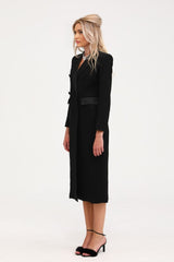 A long black doublebreasted coat named Eithne