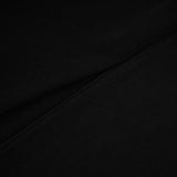 A long black hooded maxi dress with floral applique details named Axelle