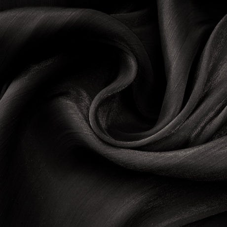 A long black pleated satin maxi dress with a flowing silhouette named Mila