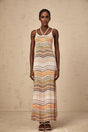 A long maxi dress with colorful horizontal stripes in a knit fabric by Chloé