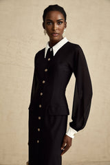 A long semi sheer maxi dress with contrasting color details named Cyrielle