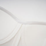 A long white bandage maxi dress with floral applique details named Olivia