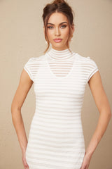 A midi dress with horizontal stripes made of tulle fabric called Josephine