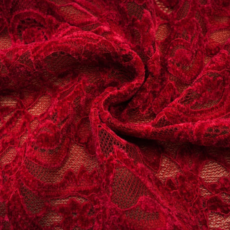 A red ornate midi dress named Belle with matching gloves