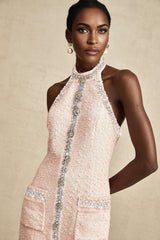A short halterneck mini dress with crystal embellishments named Louise