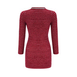 A short knit mini dress with a bow detail featuring the name Faustine