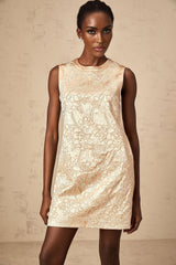 A short sleeveless mini dress with intricate embroidery and beaded embellishments named Isabelle