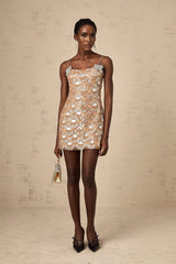 A short sparkling mini dress with sequin embellishments