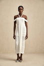 A white midi dress with braided rope details named Émeline