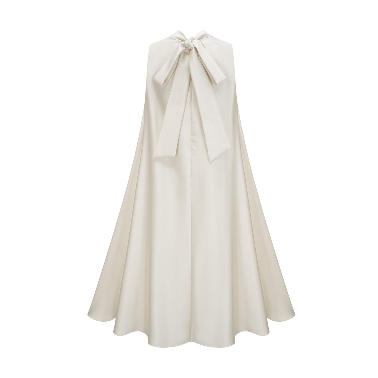 A white sleeveless midi dress with floral appliques named Emilie