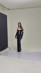 Abel Black Color Block Maxi Dress with CutOuts