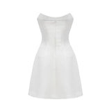 Abigail Mini Dress - Sleeveless Off the Shoulder Embellished Rear Zip Fastening
