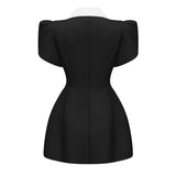 Acharya Color Block Shawl Lapel Mini Dress