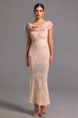 Adalyn Beige Off-the-Shoulder Maxi Dress